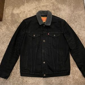Levi’s Black Denim Sherpa Trucker Jacket